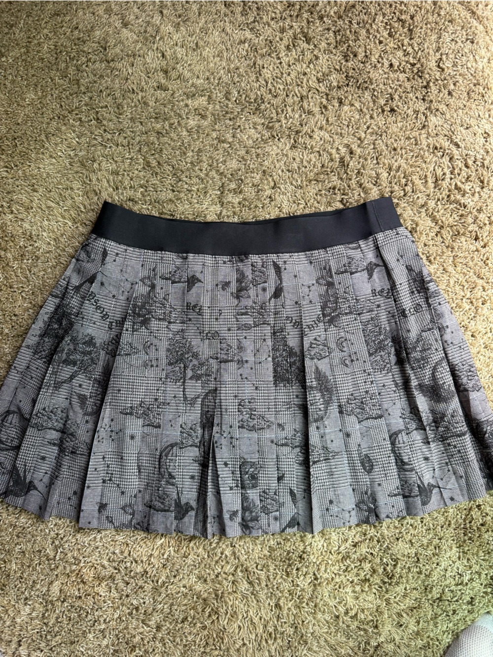 Greyson Pleated Gray Patterned Mini Skirt